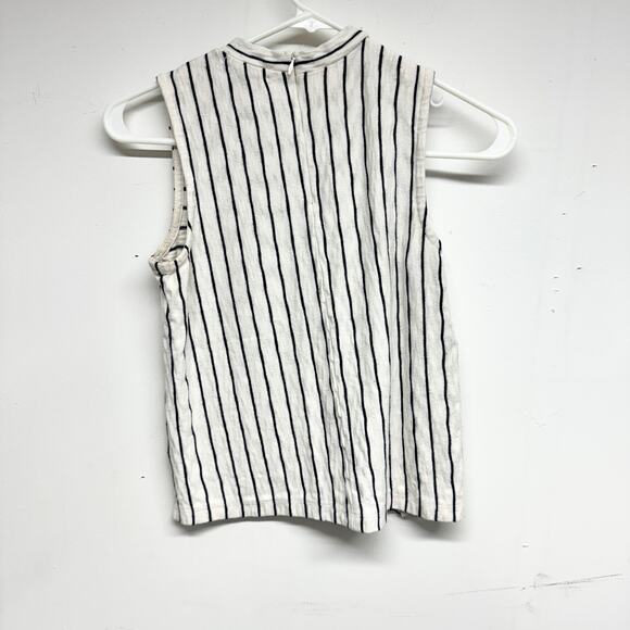 Madewell Size XXS Mockneck Striped Tank Top Shirt Zipper Back Sleeveless Ivory - Picture 3 of 3